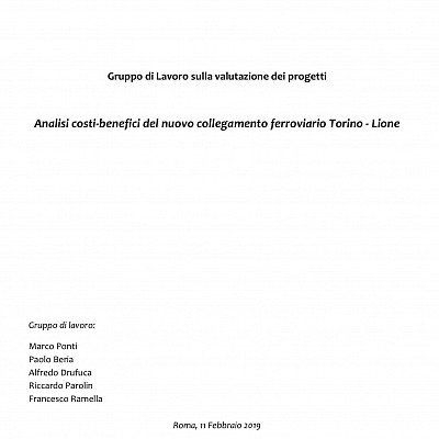 Rapport du groupe de travail « Analisi costi-benefici des nuovo collegamento ferroviara Torino-Lione », 2019