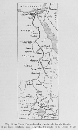 Carte des chemins de fer du Soudan (source : Lionel Wiener)