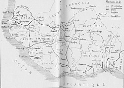 Carte des chemins de fer d’Afrique Occidentale  (source L. Wiener, 1930)