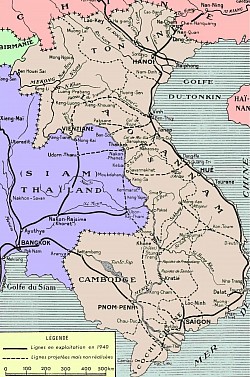 Carte du réseau ferroviaire Indochinois (publiée par Clive Lamming)